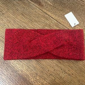Red Criss cross knit ear warmer